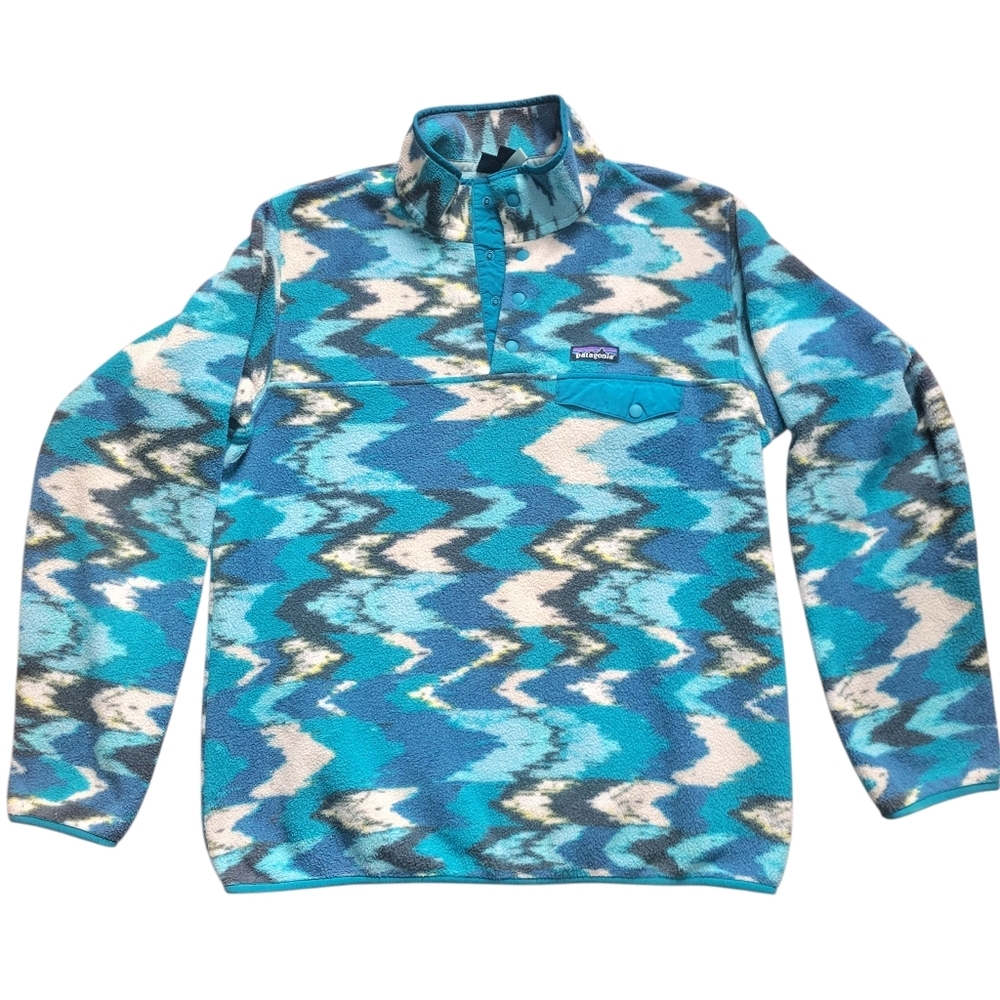 Patagonia // M's Lightweight Synchilla Snap-T Fleece Pullover / L / Trout Waves - Picture 2 of 8